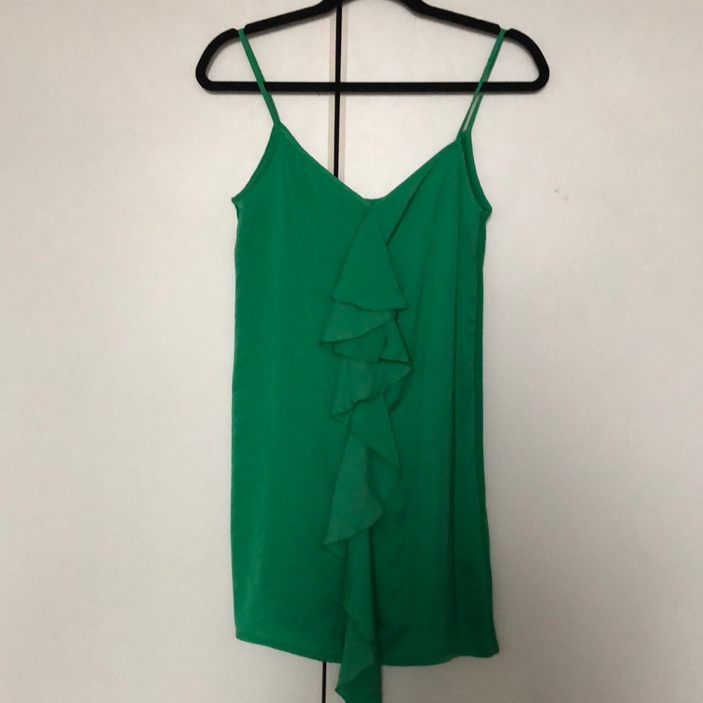 Green dress with ruffle detail
